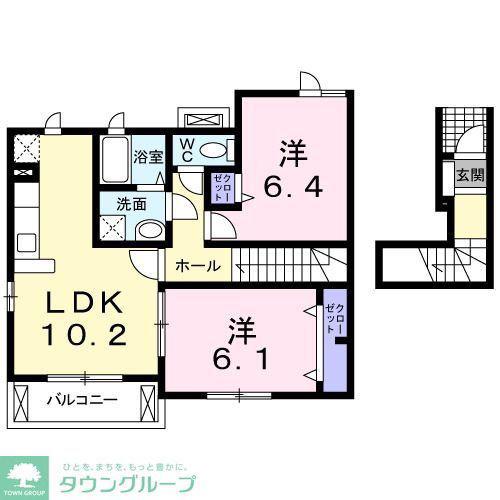 ベルナティオII(2LDK/2階)の間取り写真