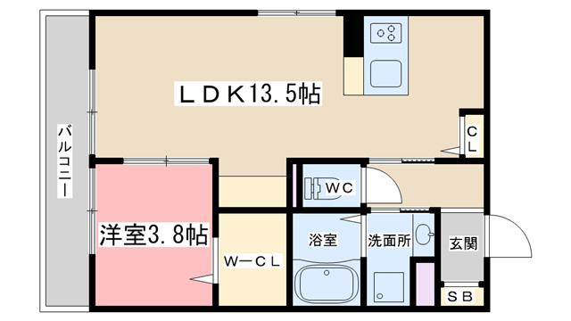 アイル京都山科(1LDK/2階)の間取り写真
