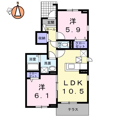 クラールプレディエC(2LDK/1階)の間取り写真