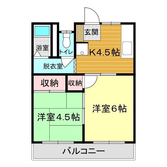 コーポ弥生(2K/1階)の間取り写真