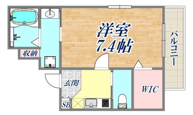 ワコーレヴィータ甲東園(1K/2階)の間取り写真