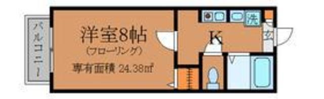 パルソレイユ(1K/1階)の間取り写真