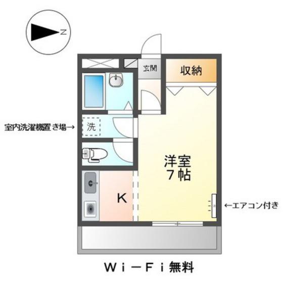グランディール(1K/2階)の間取り写真