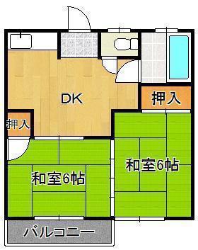大原マンション(2DK/2階)の間取り写真