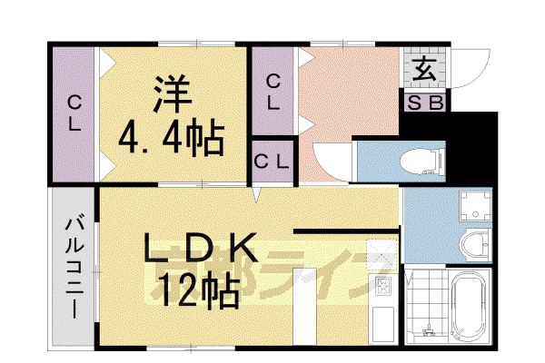 スマートマンション夢ゾン大手筋(1LDK/2階)の間取り写真