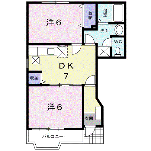 アルモニー・T(2DK/1階)の間取り写真