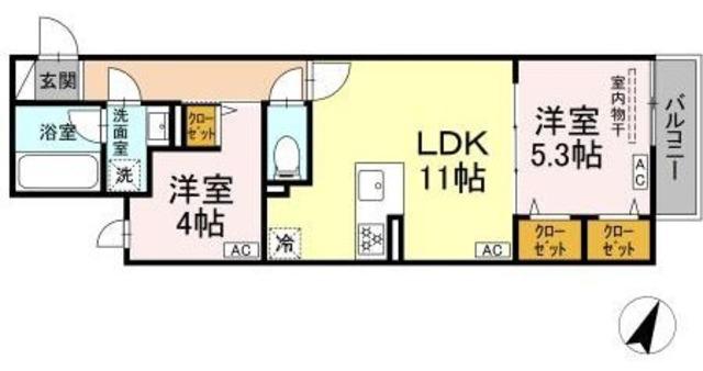 セレスティア上鷺宮II(2LDK/3階)の間取り写真