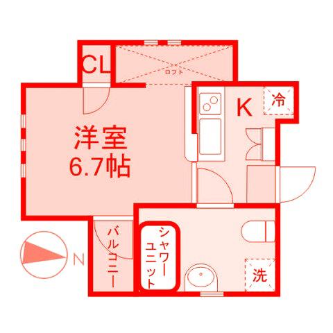 Aレガート吉野町(1K/2階)の間取り写真