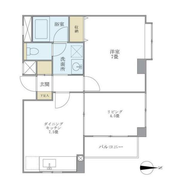 クレールメゾン左門町(2DK/2階)の間取り写真