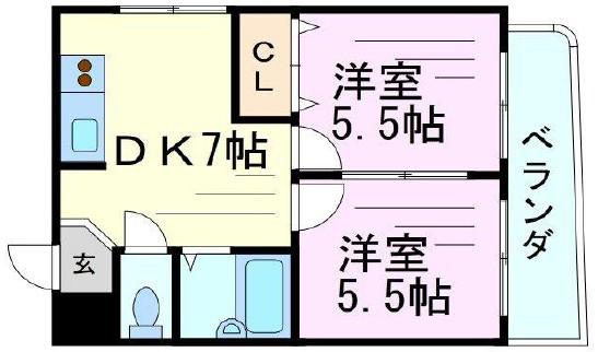 サンサーラ新大阪(2DK/2階)の間取り写真
