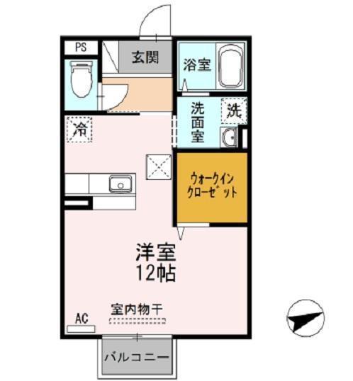セゾン B棟(ワンルーム/1階)の間取り写真