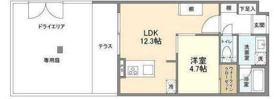 ACPレジデンス文京春日(1LDK/1階)の間取り写真