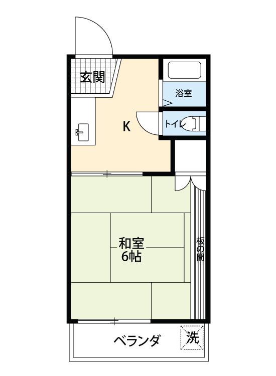 ジュネス羽根(1K/2階)の間取り写真