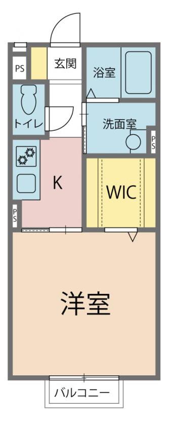 プレジヴェイユA棟(1K/1階)の間取り写真
