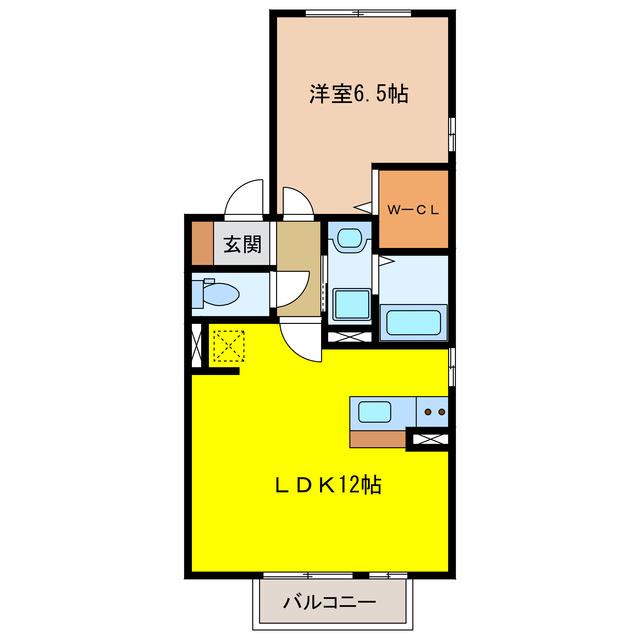 ESPOIR YUTAKA(1LDK/2階)の間取り写真