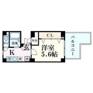 ブロスコート六甲II(1K/8階)の間取り写真