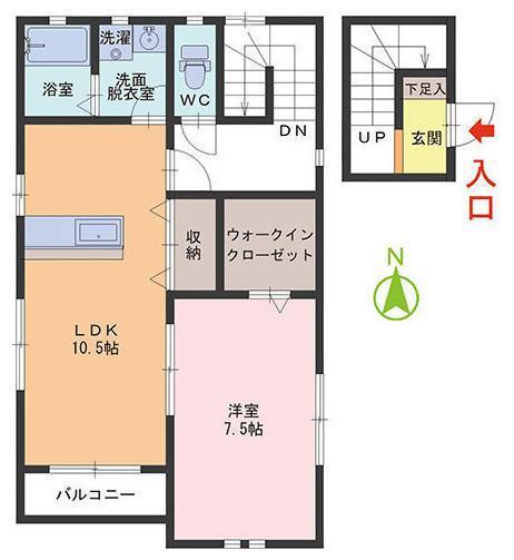 BUENA.SUERTE(1LDK/2階)の間取り写真