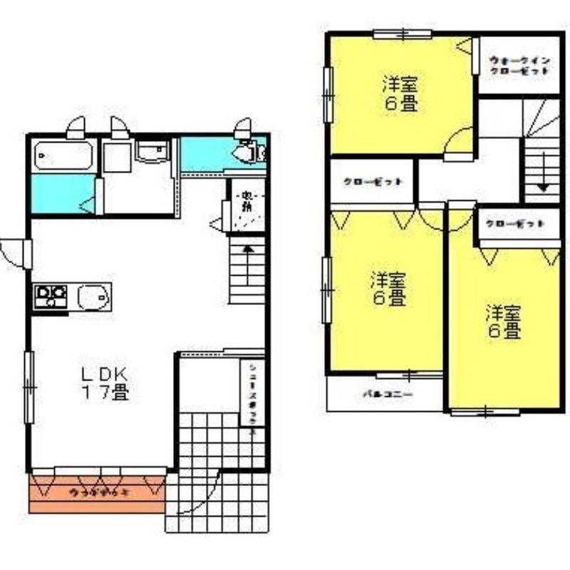 平泉テラスハウス(3LDK/2階)の間取り写真