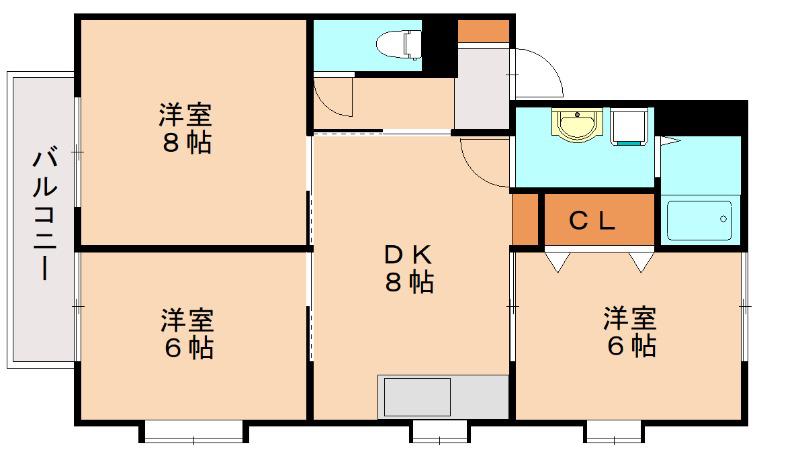 プラムハイツ(3DK/2階)の間取り写真