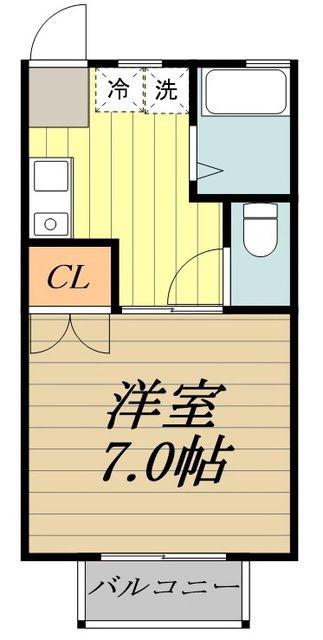 ブレスト小金井(1K/2階)の間取り写真
