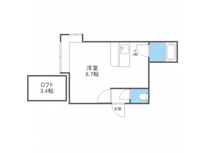 リバーサイド27(1K/3階)の間取り写真