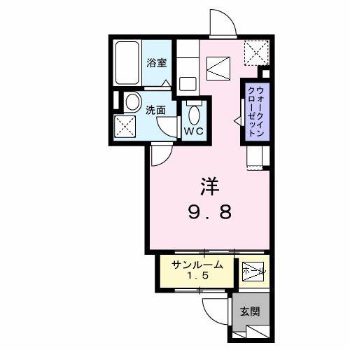 ヒカルサ東京立川(ワンルーム/1階)の間取り写真