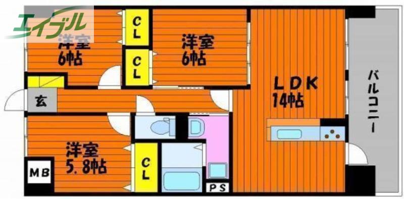 ラ・パティオ(3LDK/6階)の間取り写真