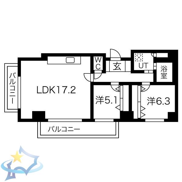 コンドー円山KIRARI(2LDK/4階)の間取り写真