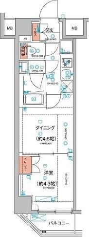 ハーモニーレジデンス東京羽田スカイブリッジ(1DK/5階)の間取り写真