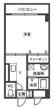 ビュークレスト(1K/4階)の間取り写真