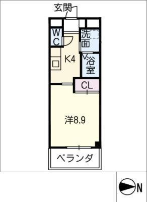 ミキスクエア橋目II(1K/3階)の間取り写真