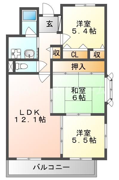 カサ・ブリジャンテ(3LDK/1階)の間取り写真