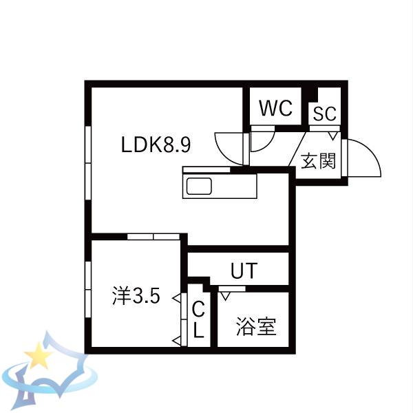 サクランシェ宮の沢(1LDK/2階)の間取り写真