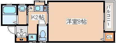 福栄ハイツ(1K/2階)の間取り写真