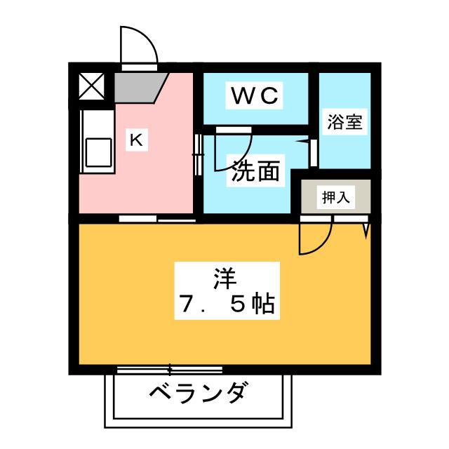 モントリアール(1K/2階)の間取り写真
