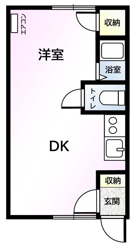 アボード2・1(1DK/2階)の間取り写真