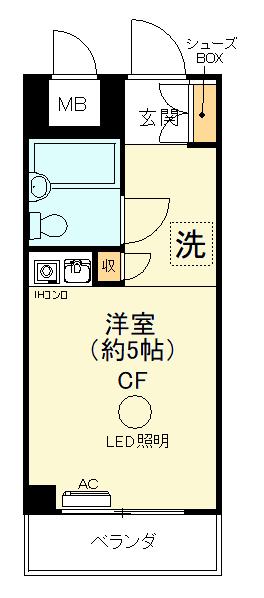 シュウメゾン高島台(ワンルーム/2階)の間取り写真