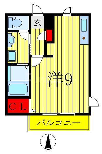 ブルーウェル(ワンルーム/3階)の間取り写真