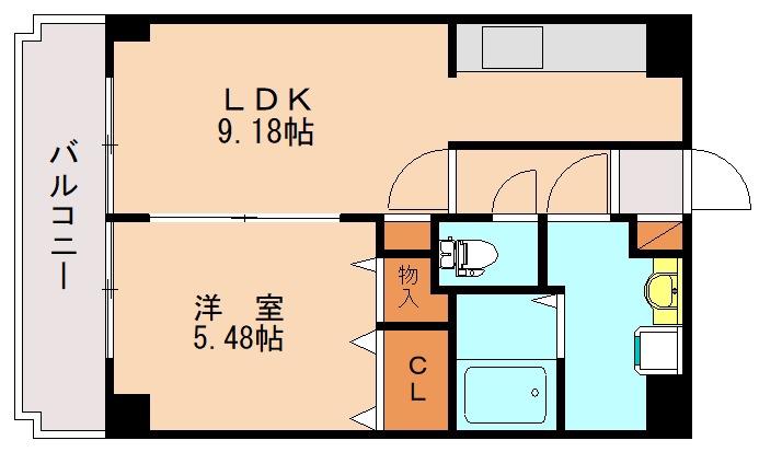 ヴィラ・ヴィンテージ唐原(1LDK/2階)の間取り写真