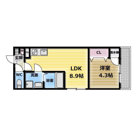 GRANDIR衣摺(1LDK/3階)の間取り写真