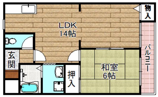 ハイツ八幡(1LDK/3階)の間取り写真