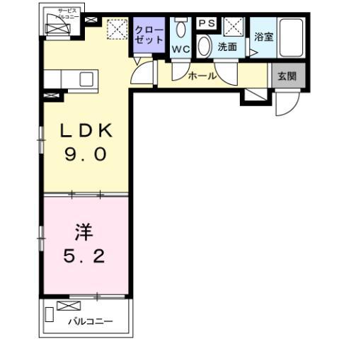 アルカンシエル イースト(1LDK/2階)の間取り写真