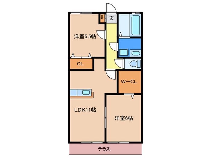 ディアコートIII(2LDK/2階)の間取り写真
