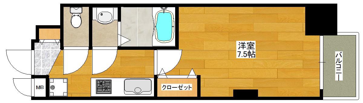 LUXE新大阪V(1K/8階)の間取り写真