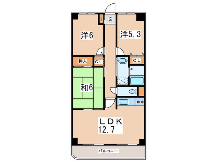 エスポワール ルーチェ(3LDK/3階)の間取り写真