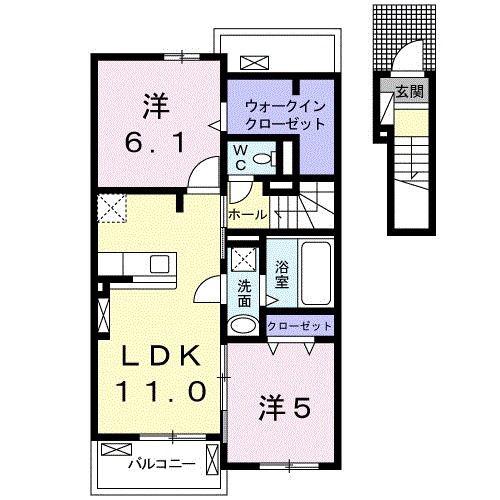 ソレイユ K(2LDK/2階)の間取り写真