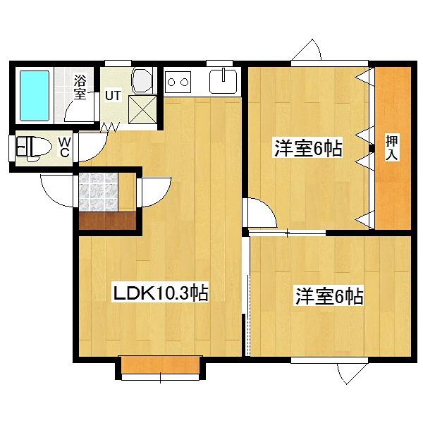 ハイツリラ(2LDK/2階)の間取り写真