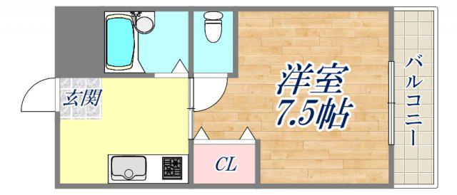 ハイム甲風園(1K/1階)の間取り写真