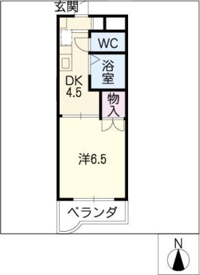 アビタシオン山手(1DK/6階)の間取り写真