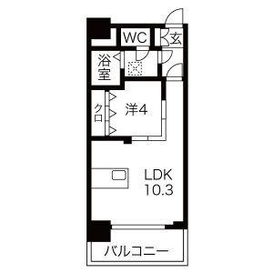 ブランブリエ東山ドゥーエ(1LDK/10階)の間取り写真